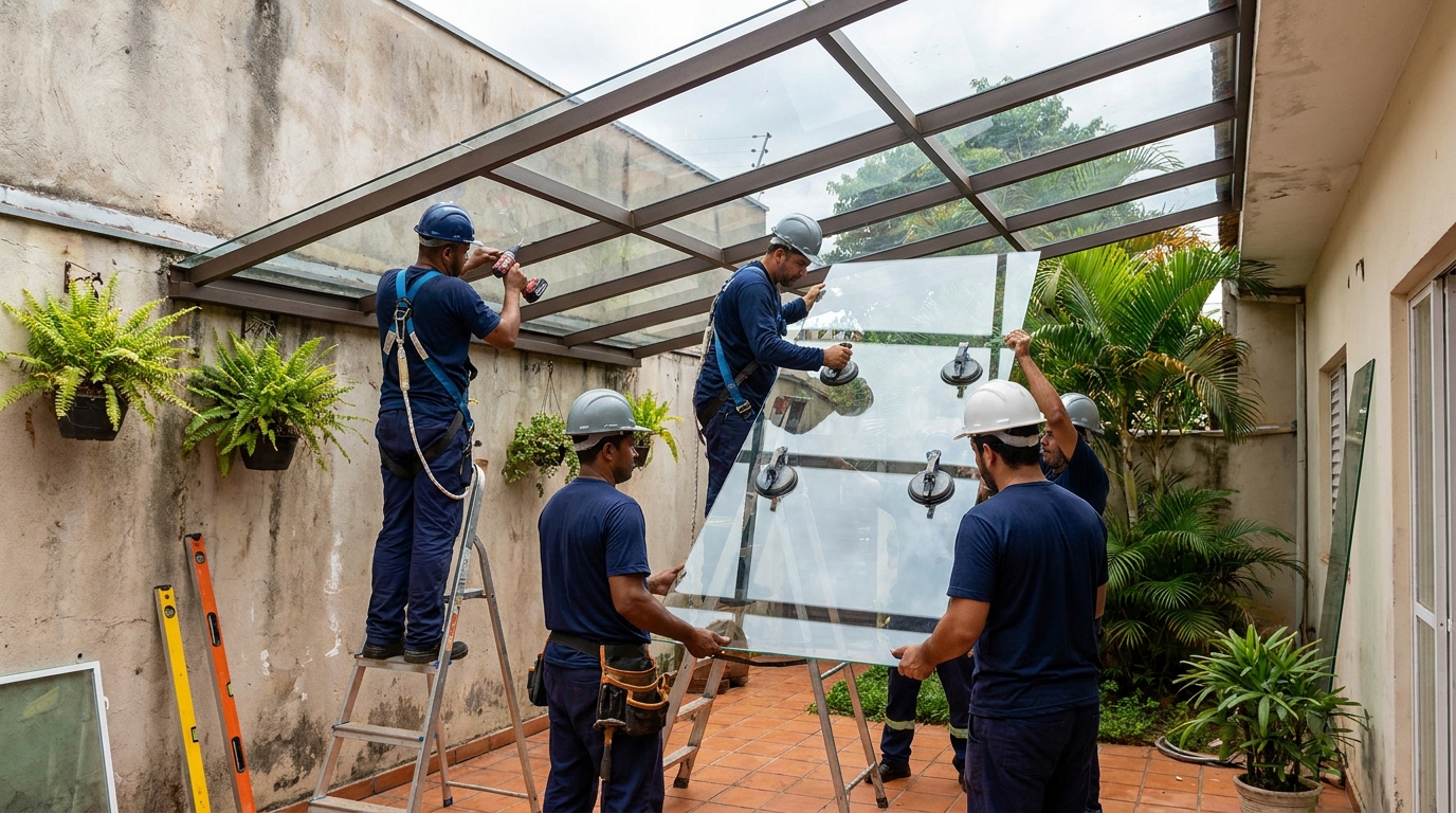 Instalação de cobertura de vidro em Vila Velha-ES