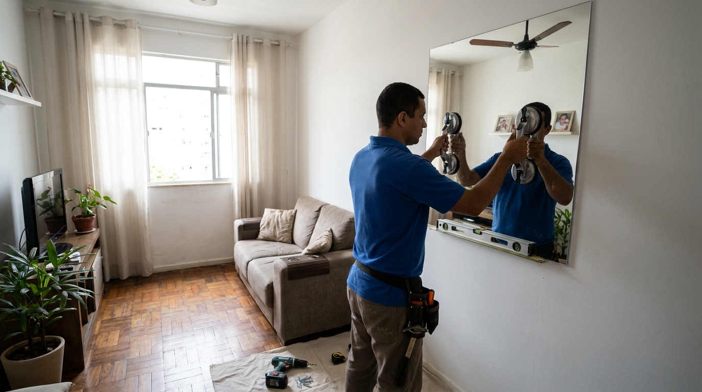 Espelho sob medida com parquet em Vila Velha-ES