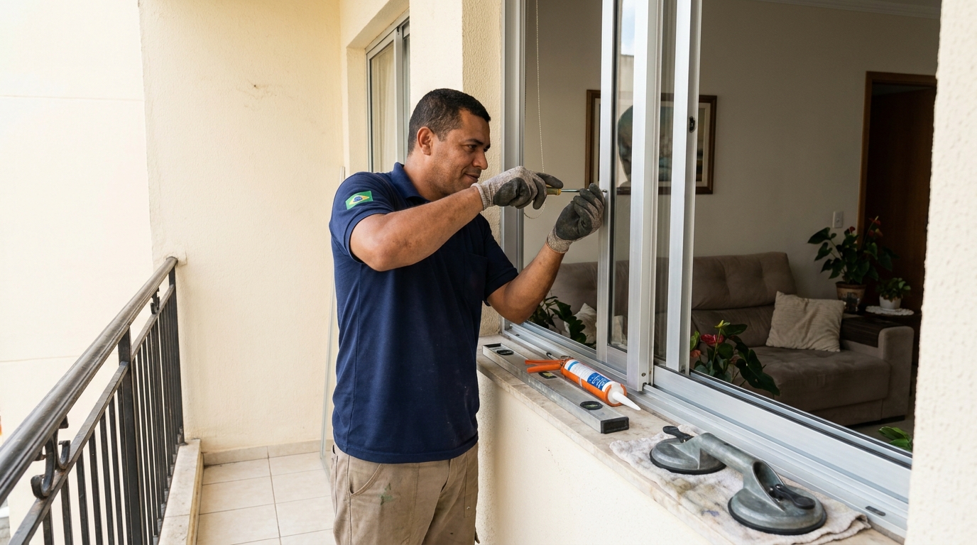 Janela com sala ao fundo em Vila Velha-ES
